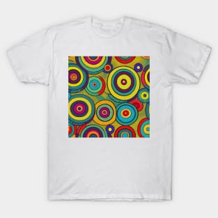 seamless Geometric pattern in retro '70 style of circles and lines T-Shirt